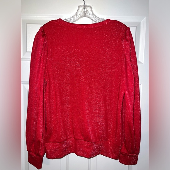 Red women’s INC medium sparkly/shiny adorable flattering sweater - Picture 3 of 9